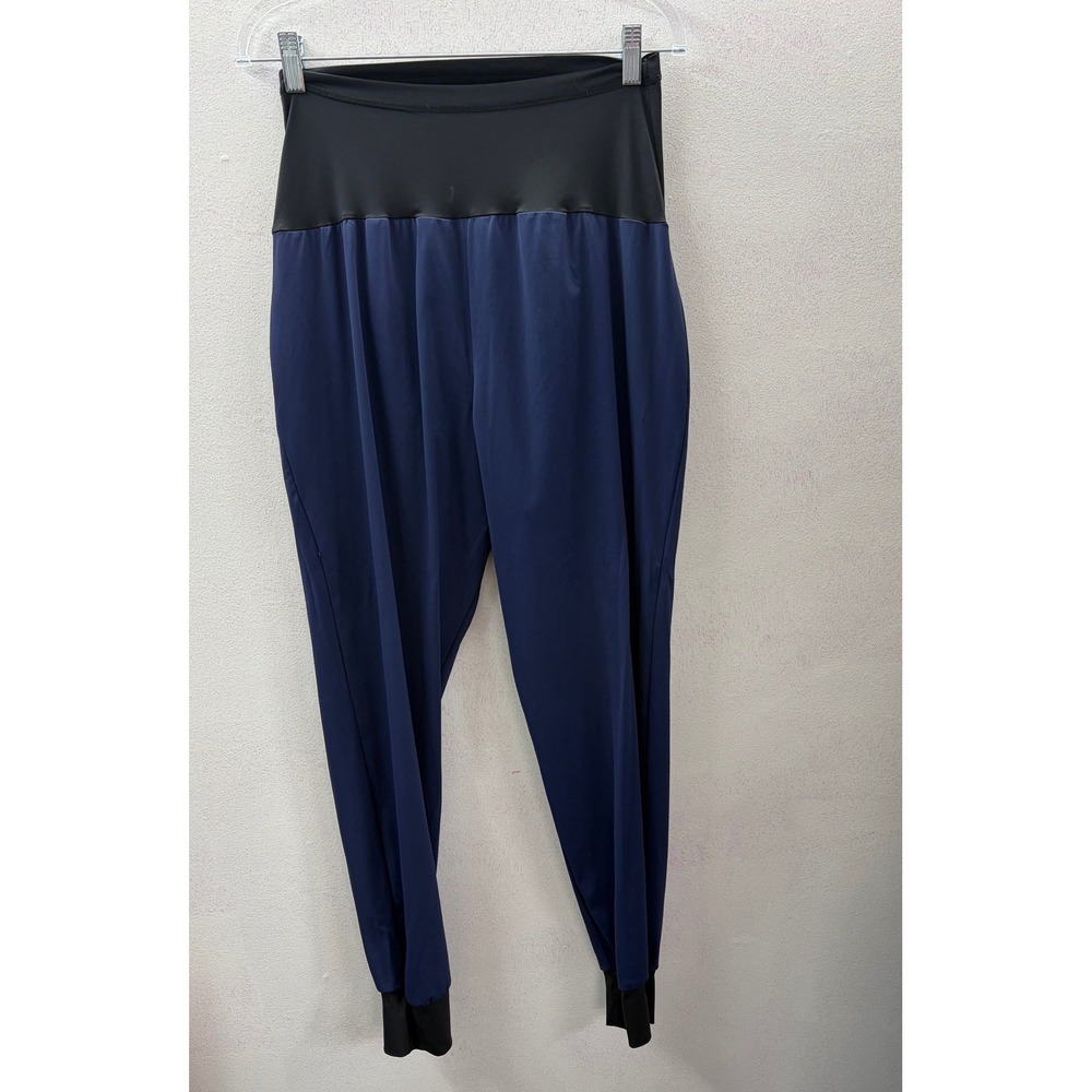 Maternity Joggers Navy Blue Black High Waist Zipper Pockets Pants Size M